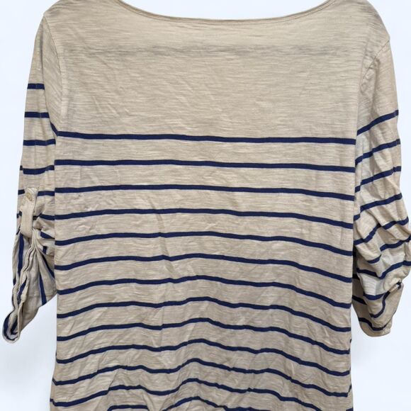 Women's Land's End White & Blue Striped 3/4 Sleeve Nautical Shirt - Picture 5 of 5
